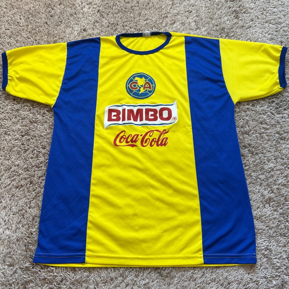 Club America Soccer Jersey Yellow Blue Bimbo Coca-Cola Mens Small S